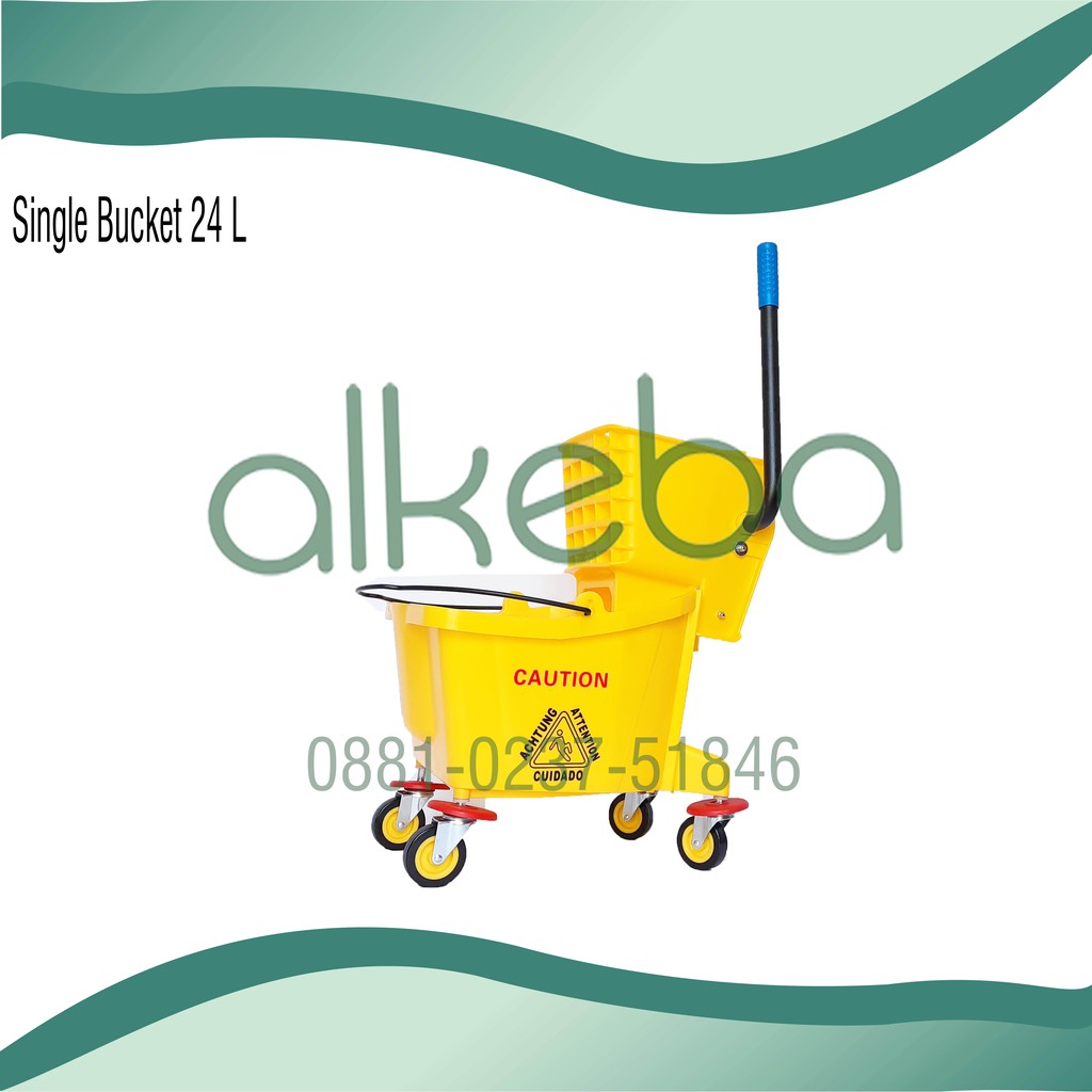 Single Bucket mop 24 L wringer trolley murah