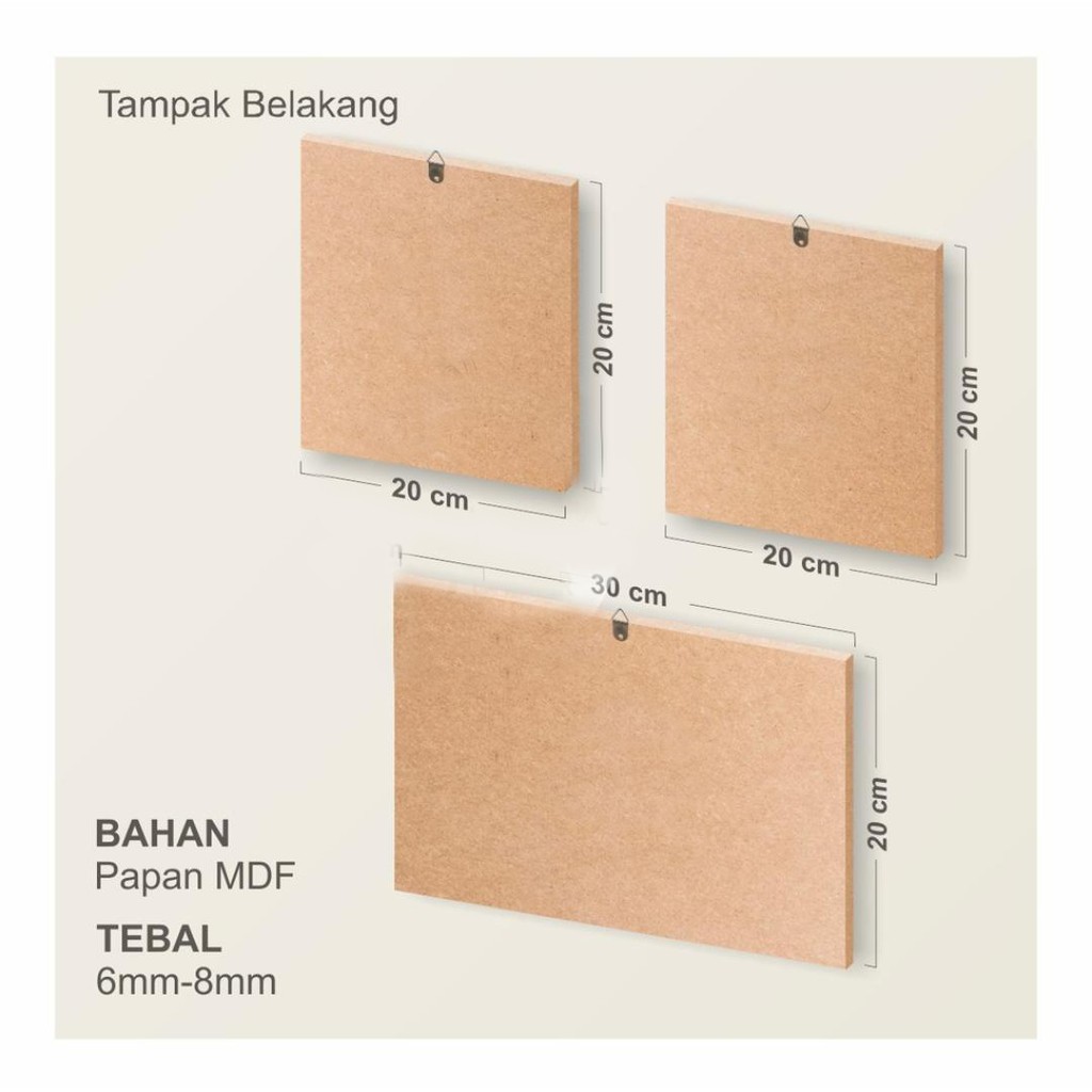 Mikusoo Hiasan Dinding Set Isi 3 Kamar Dekorasi Pajangan Wall Decor Rumah Daun Bunga Quote Islami