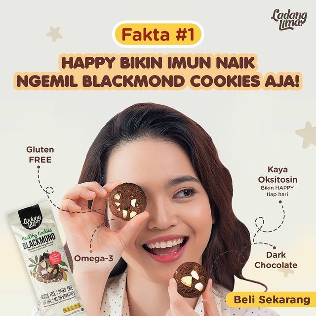 LADANG LIMA Blackmond Sachet 33g - Healthy Cookies Gluten Free / Biskuit Sehat / Snack Almond Cemilan Anak