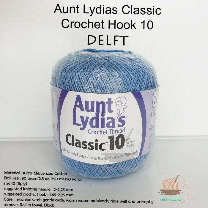Benang Rajut Aunt Lydia Classic Crochet Hook 10 Delft