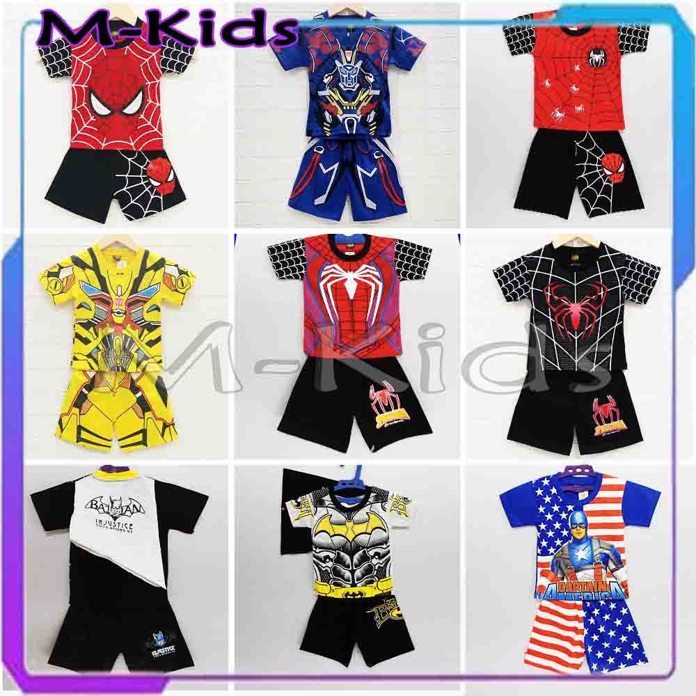 MKids88 - Baju / Kostum Setelan SUPERHERO Setelan Anak BATMAN Sayap Spiderman BumbleBee Transformer