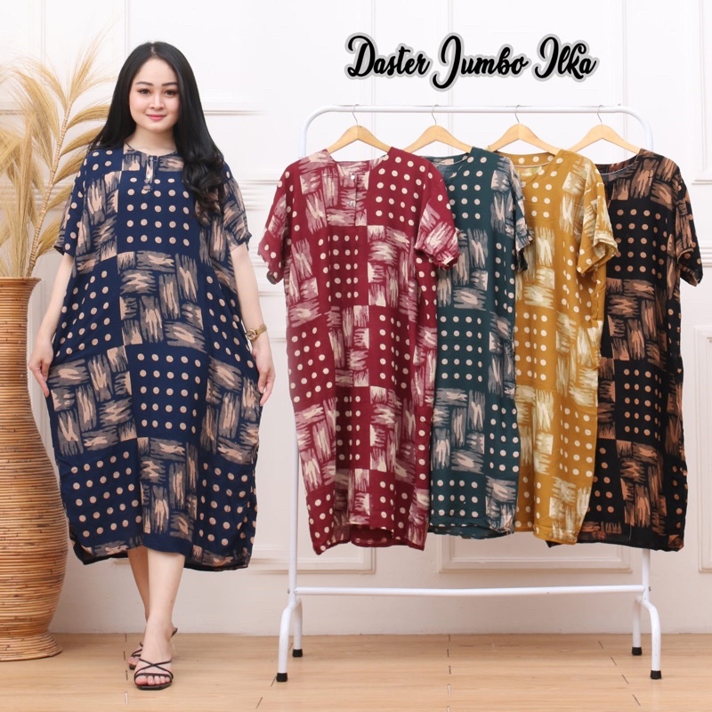 DASTER JUMBO ODREA NICOLETTA DADA KANCING BUSUI BIG SIZE RAYON HALUS ADEM LENGAN PENDEK-DSJ ILKA
