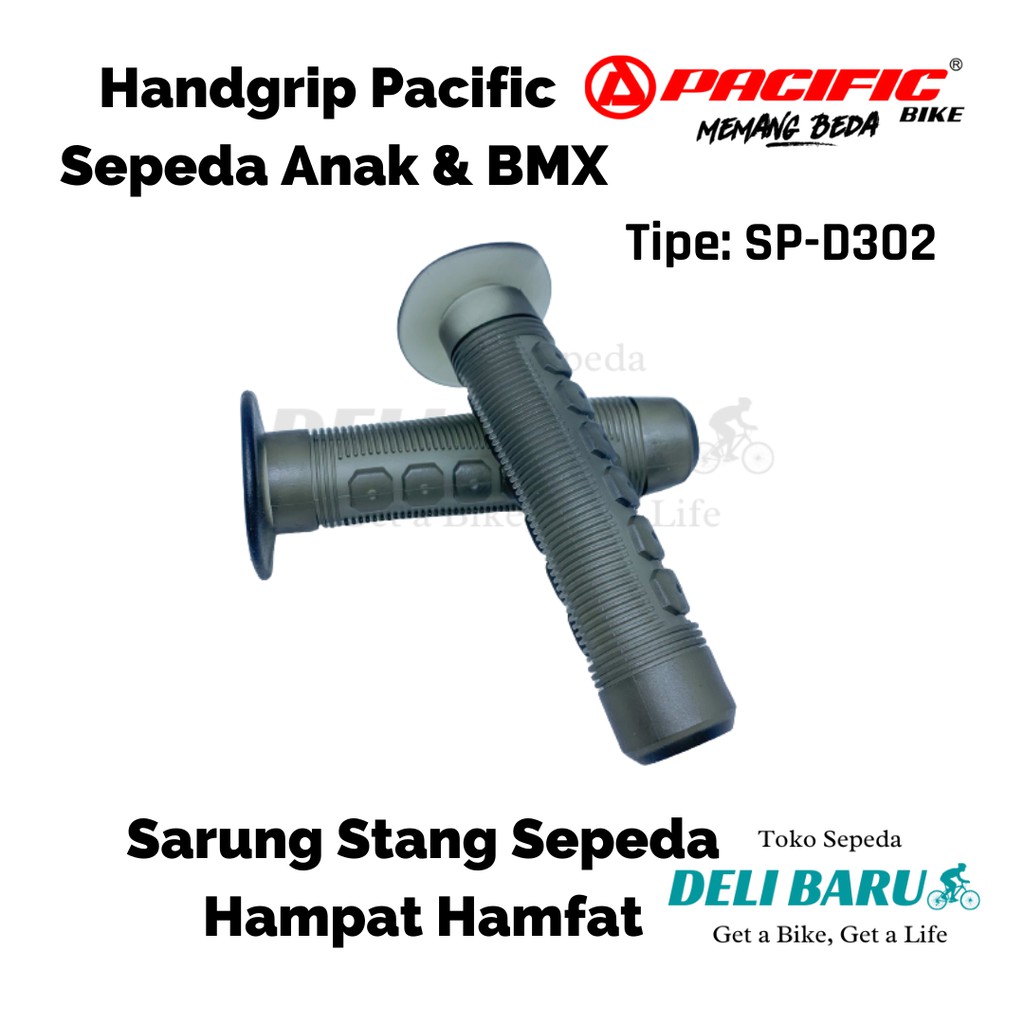 Hand grip transparan hitam sarung stang sepeda anak, BMX