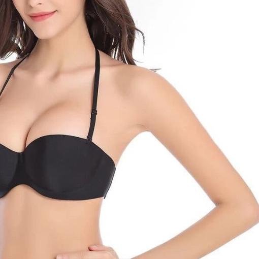 ➴ Bra Push Up Tali Transparan Seamless Tali 4 Strapless - Hitam, D (38) ➯