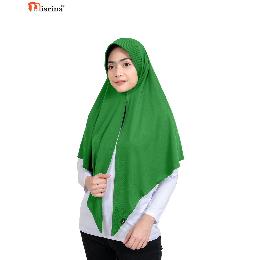 Nisrina Fashion Muslim Bergo Instan Polos Belah Tengah Paras M Lestari-Hijau Fuji