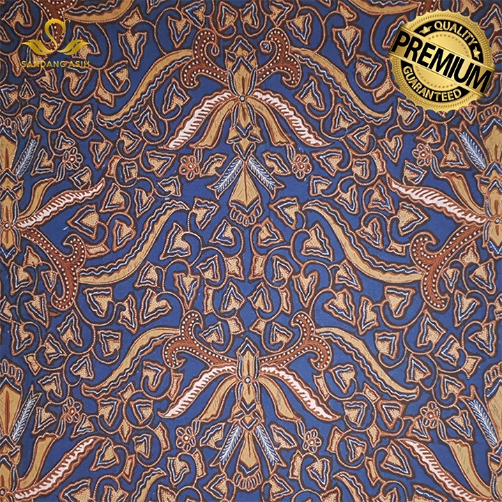 Kain Batik Tulis Warna Alam 100% Handmade Halus Motif Pisang Bali Warna Biru Cokelat Kuning Keemasan