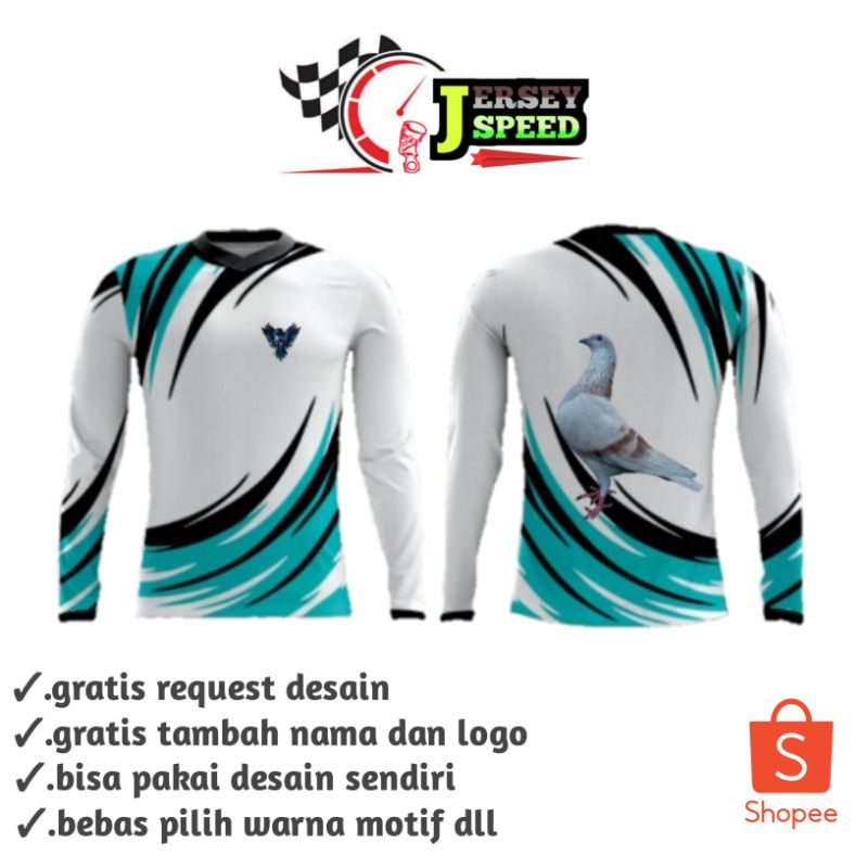 Jersey merpati tinggi bebas request desain full printing