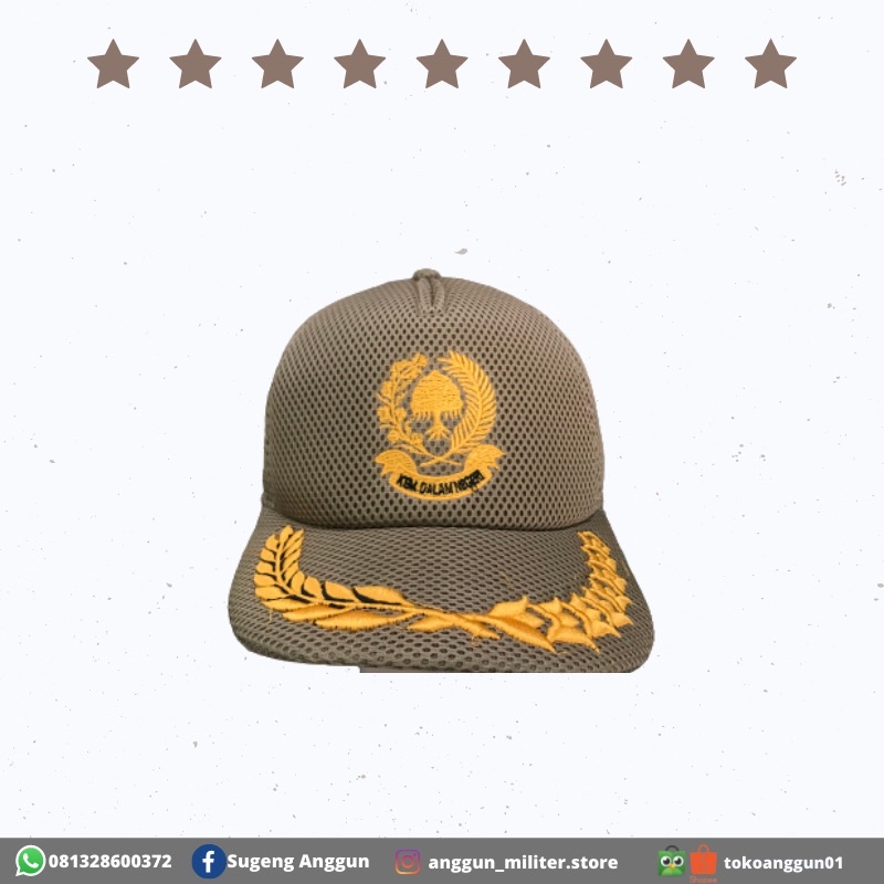 Topi Korpri Pamen Padi Kapas Krem Khaki Jaring