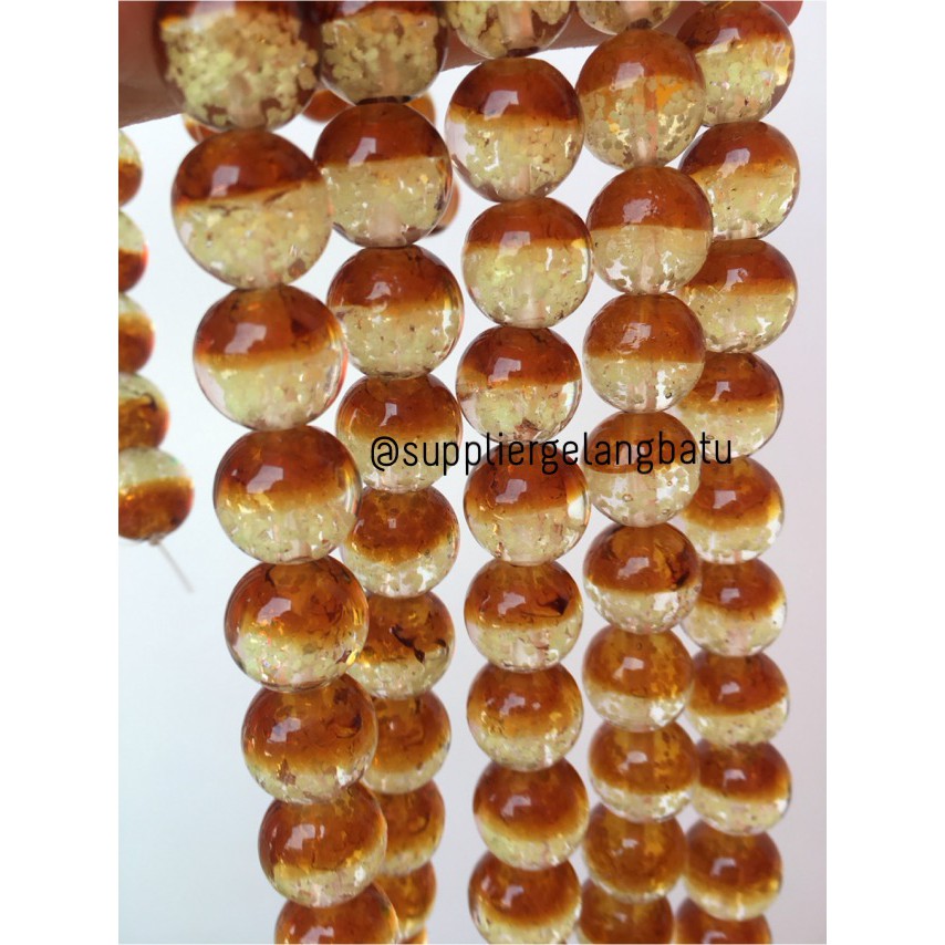 Manik Kristal Cokelat 12mm Glow In The Dark Fosfor Brown Coklat Beads aksesoris craft kerajinan