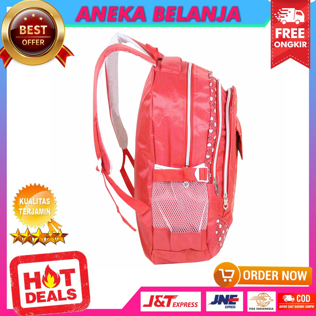 Fashionable Tas Ransel Khusus Cewek Model Davero Sport Merah Ekonomis Tas Sekolah Multifungsi Trendy