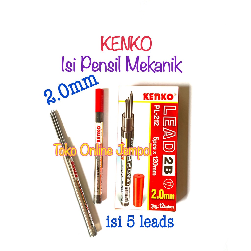 

2.0mm Isi Pensil Mekanik 2B isi 5 leads Kenko PL-212 pencil refill mechanical pencil 2,0 mm ATK1294KN