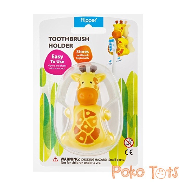 Flipper Toothbrush Holder Fun Animal Giraffe Tempat Sikat Gigi Anak Jerapah