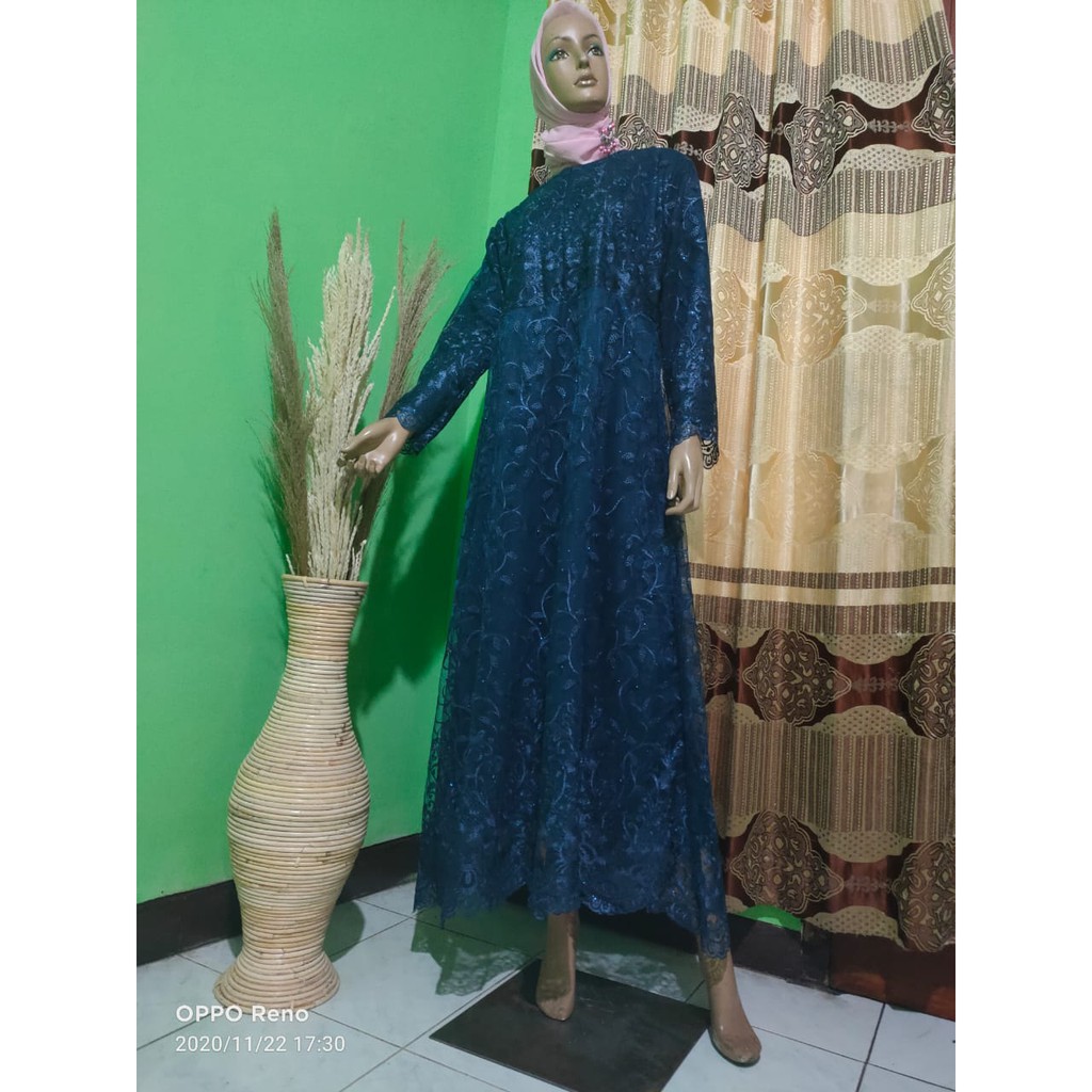 REAL PICT LONG DRES TULLE MUTIARA BORDIR / LONG DRES PESTA / LONG DRES TULLE PREMIUM