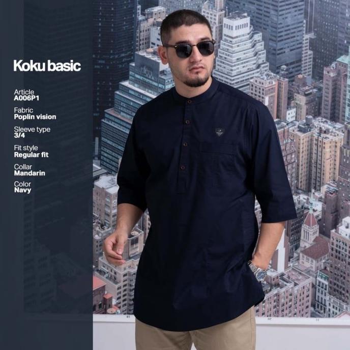 KOKU BASIC SAMASE BAJU KOKO KURTA PRIA DEWASA LENGAN 3 4 A 006P SDGFD6464
