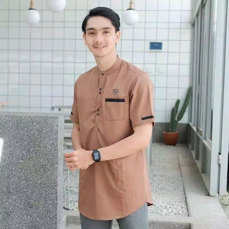 Baju Koko Kurta Dewasa Lengan Pendek Material Catton Adem serba35