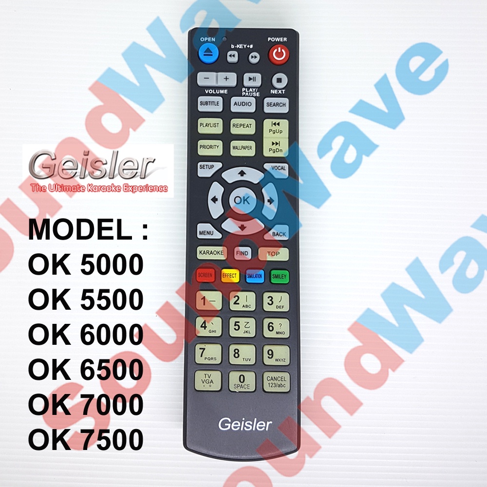 REMOTE CONTROL PLAYER KARAOKE GEISLER ORIGINAL FOR OK 5000 | OK 5500 | OK 6000 | OK 6500 | OK 7000| 