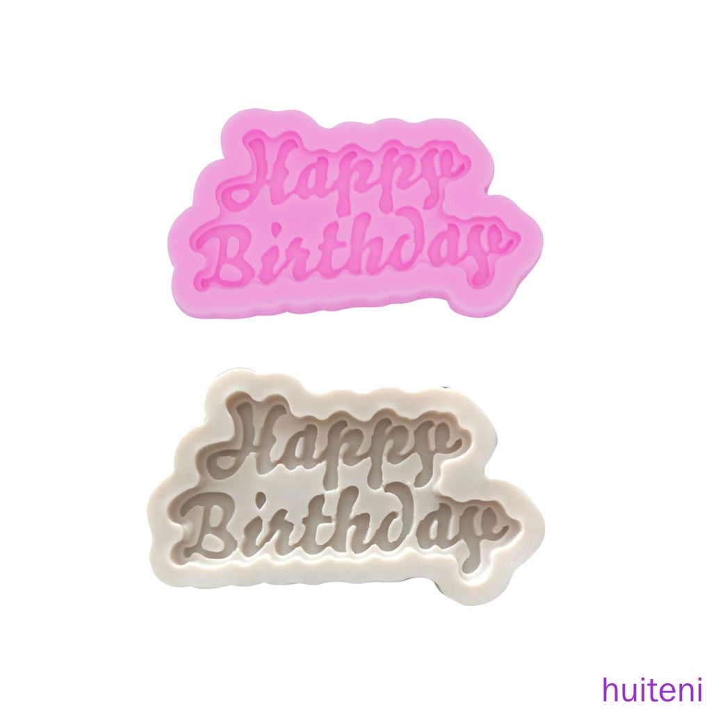 Cetakan Es / Jelly / Cokelat Bentuk Huruf Happy Birthday 3d Bahan Silikon Untuk Dekorasi Kue