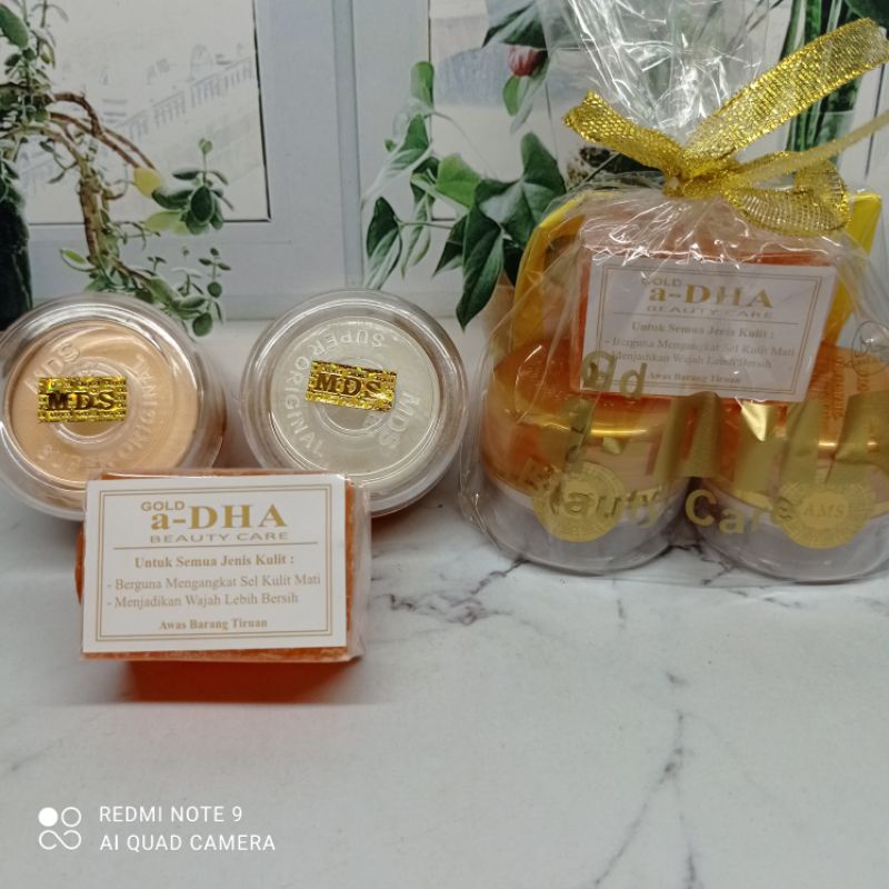 Paket Cream a-DHA Gold MDS 3 In 1 | Cream Siang + Cream Malam + Sabun