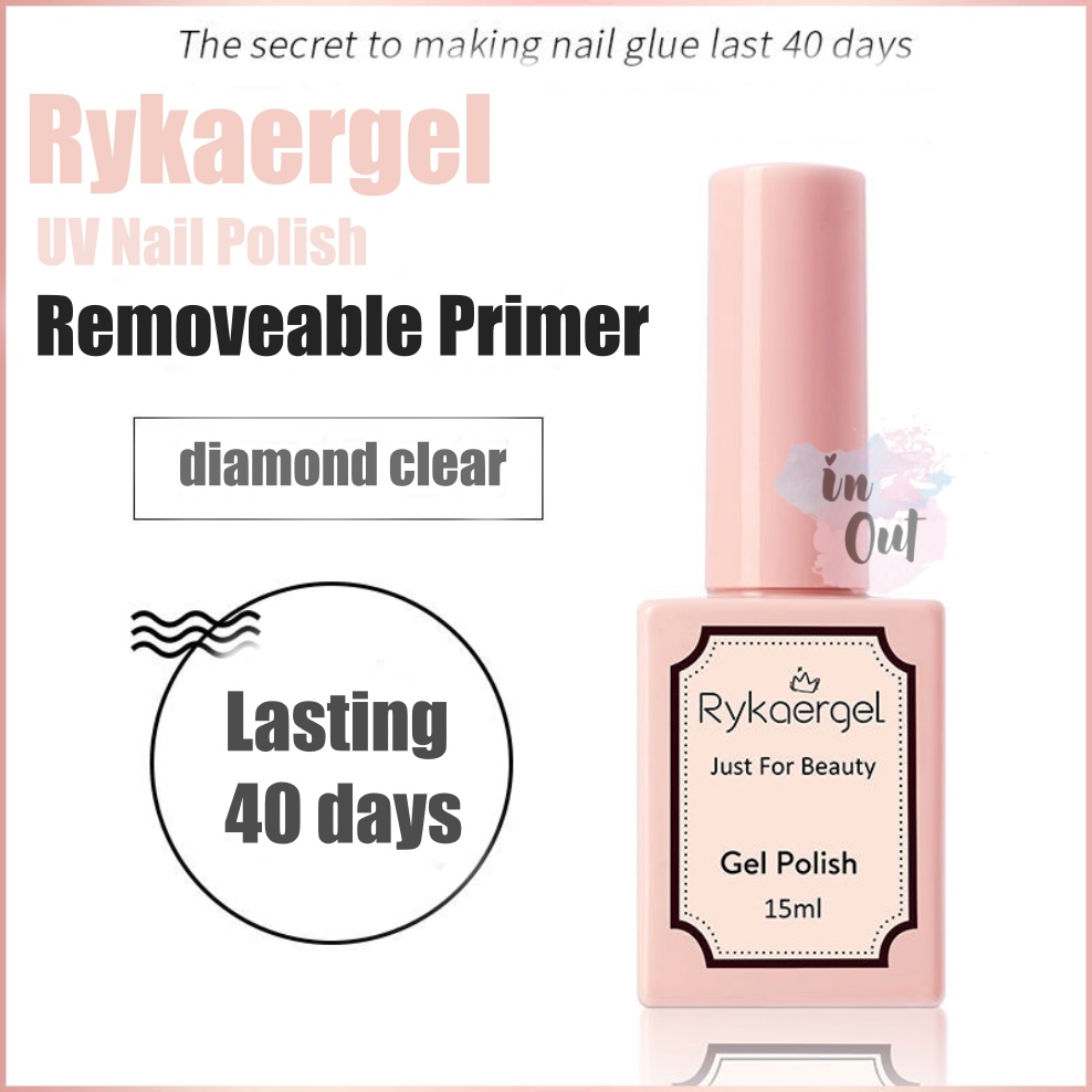 Rykaergel Top &amp; Base Coat Kutek kuku Primer Reinforce RYK Premium Gel 15 ml Cat Kuku tahan 40 hari UV Gel Nail Polish KU009