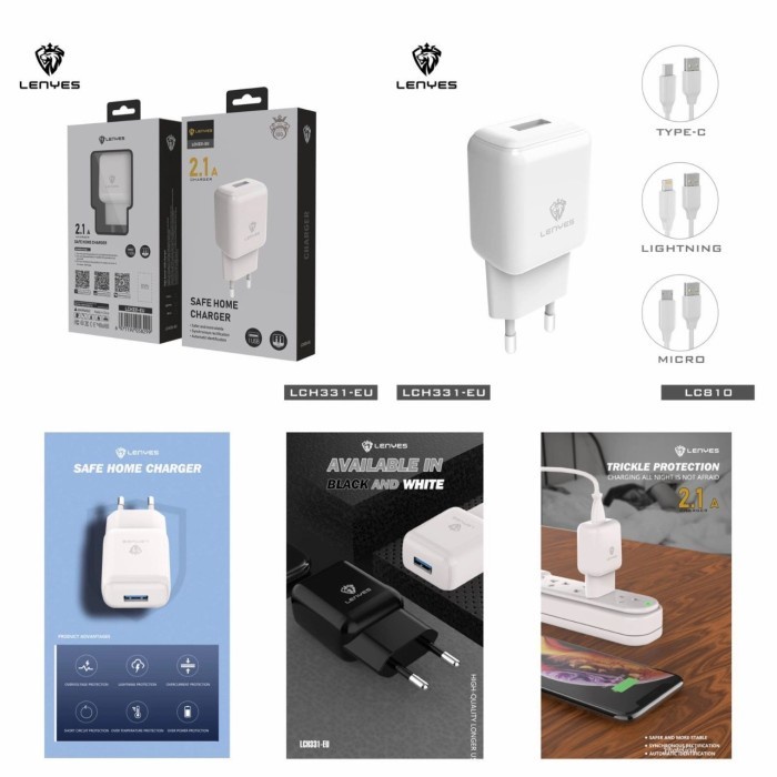 MICRO V8 Travel Charger LENYES Original LCH-331 1USB Real 2.1A Grosir