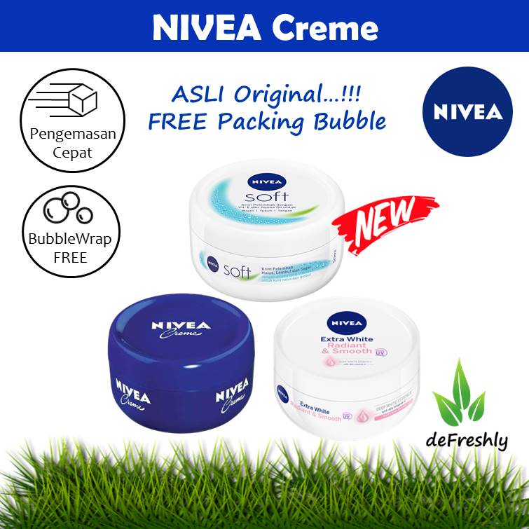 ❤ defreshly ❤ NIVEA SOFT | NIVEA CREME JAR BIRU | NIVEA CREAM RADIANT SMOOTH - Krim Pelembab Wajah/Tubuh/Tangan (50mL - 100mL)