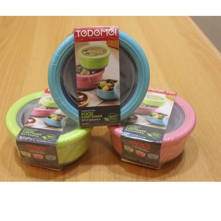 TEMPAT MAKAN OMPRENG LUNCH BOX KOTAK MAKAN TODOMOI STAINLESS RANTANG BULAT 420ML 6857 ,.
