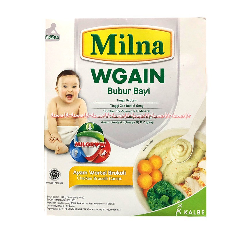 Milna Wgain Ayam Wortel 120gr bubur bayi pendamping ASI dengan New Improved Formula