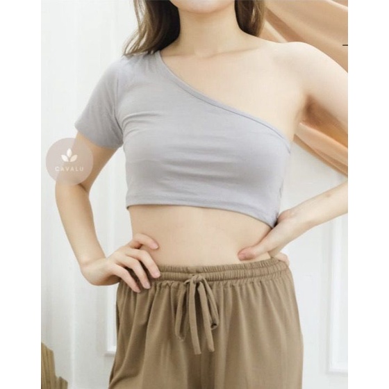 CAVALU 132 Lexy Crop Top One Shoulder Atasan Wanita Murah