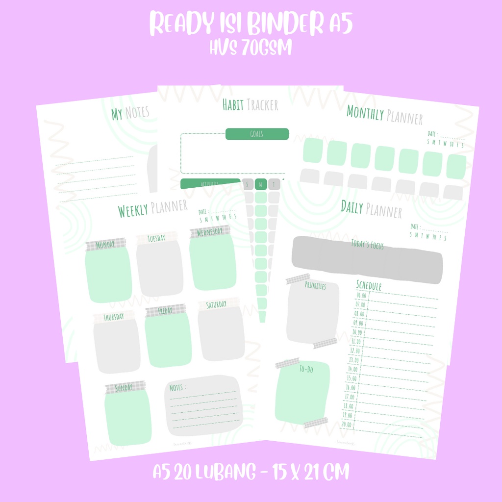 

Daily Planner Basic Memo Agenda Check List Notes Monthly Planner [10 Lembar] by Taevantae95 - GREEN VER.3