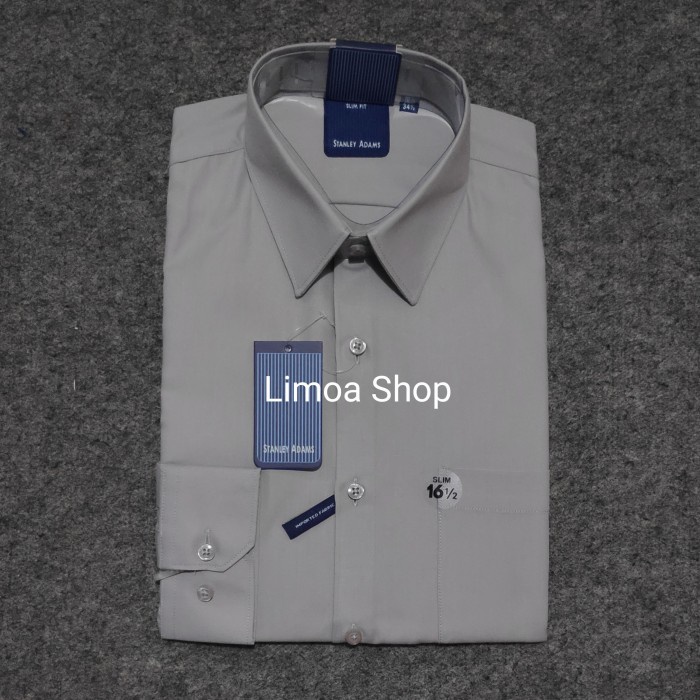 Kemeja pria Kemeja Pria Formal STANLEY ADAMS Slim Fit Lengan Panjang Abu KSA 08 - Abu-abu, 17 kemeja
