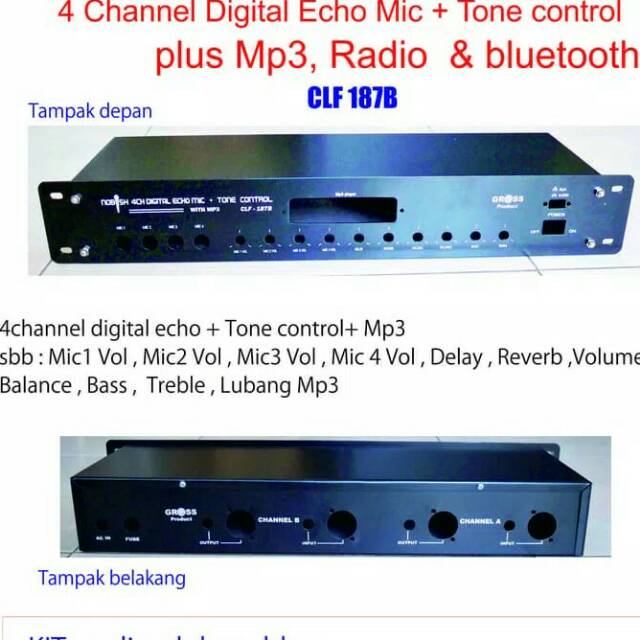 kit & box 4CH MIC + ECHO + TONE CONTROL + MP3 LF - 187