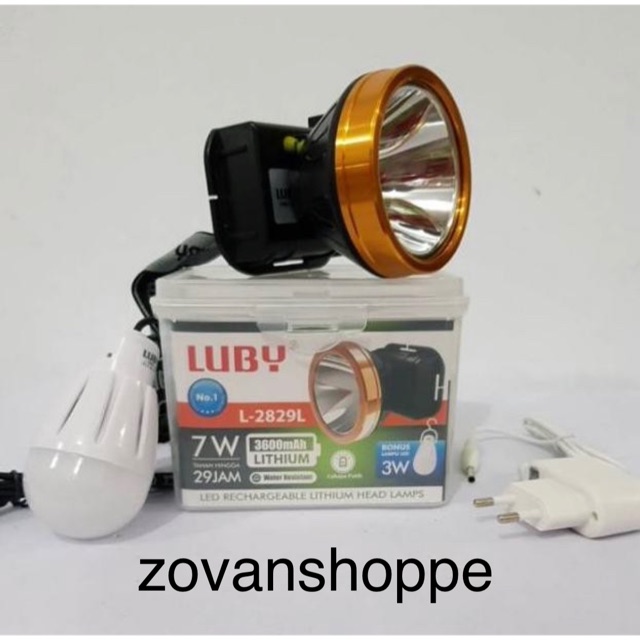 Senter Kepala LUBY L-2829L 7 Watt Cahaya Putih/LUBY L-2881L 45Watt Cahaya Putih