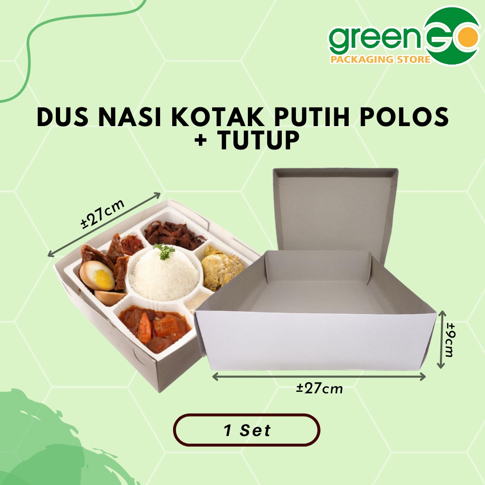 DUS NASI KOTAK PUTIH 27X27CM 1 SET TUTUP KARDUS NASI BOX DUS BESEK KOTAK SNACK HAJATAN UKURAN BESAR 