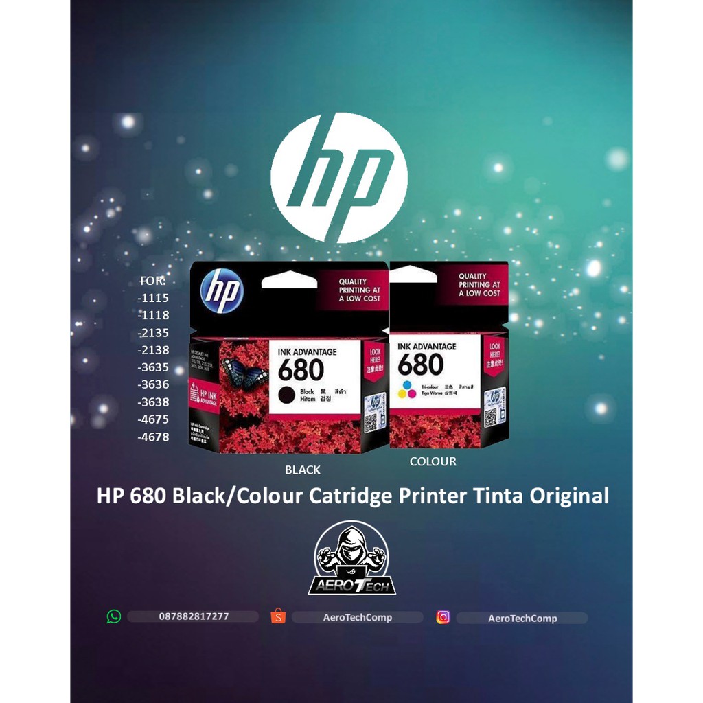 HP 680 Colour Catridge Printer Tinta Origina