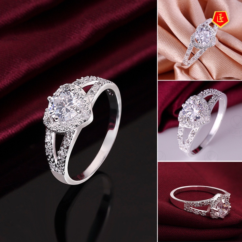 [Ready Stock]Fashion Personality Heart-Shaped Diamond Silver Ring