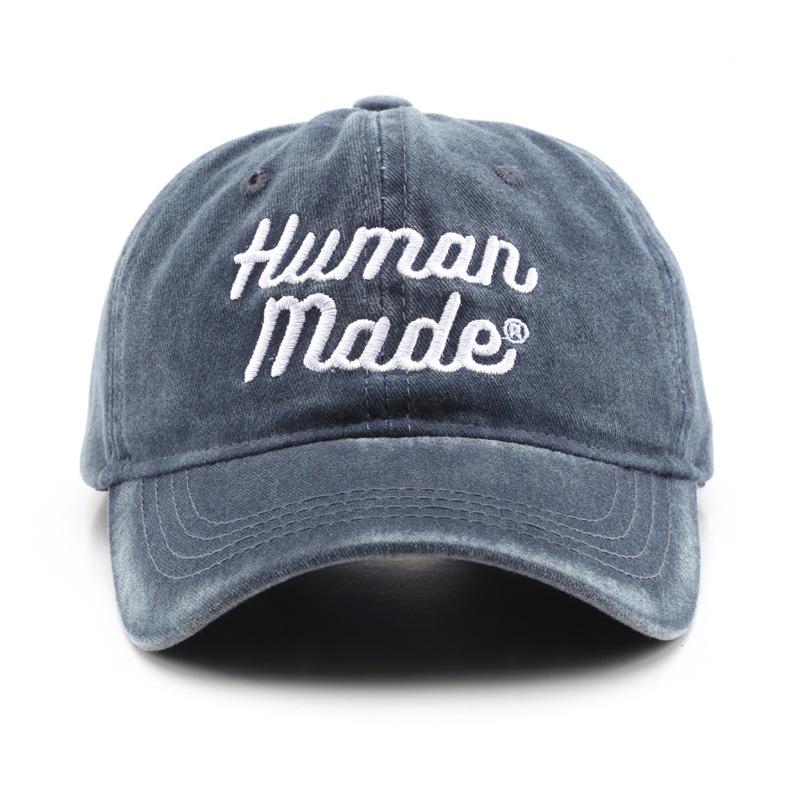 HATSAVENUE-223 Topi Baseball Model Wash Denim Luntur Bordir Human Made Bahan Lembut