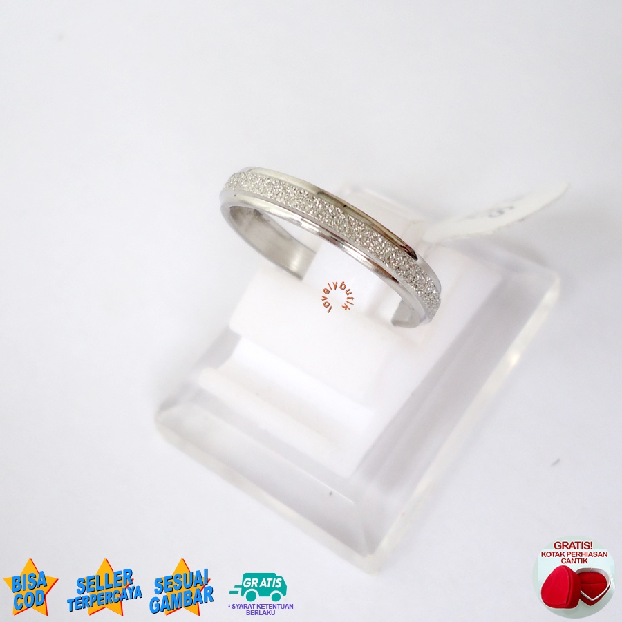 Lovelybutik - Cincin Pasir Titanium Wanita Pria Anti karat Asli P3oni Cincin Model Terbaru Model  Pasir Tipis Bonus Tempat Perhiasan