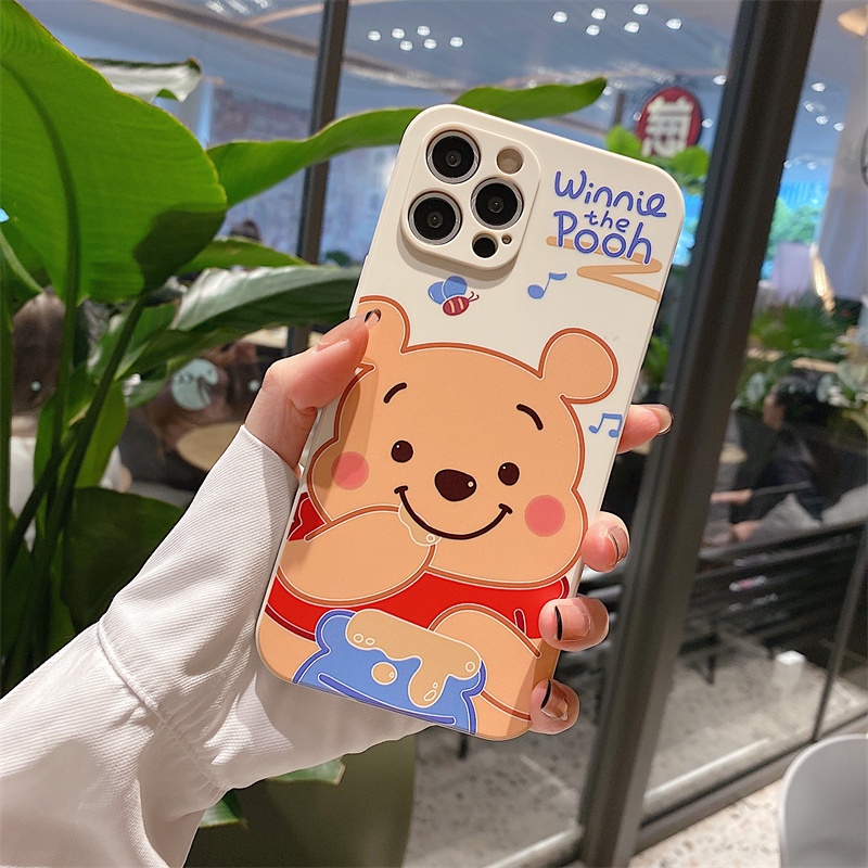 Straight side Pooh case iphone for iphone 13 12 11 pro max X Xs max XR 7 8 plus se2020 side pattern all-inclusive soft shell protective cover