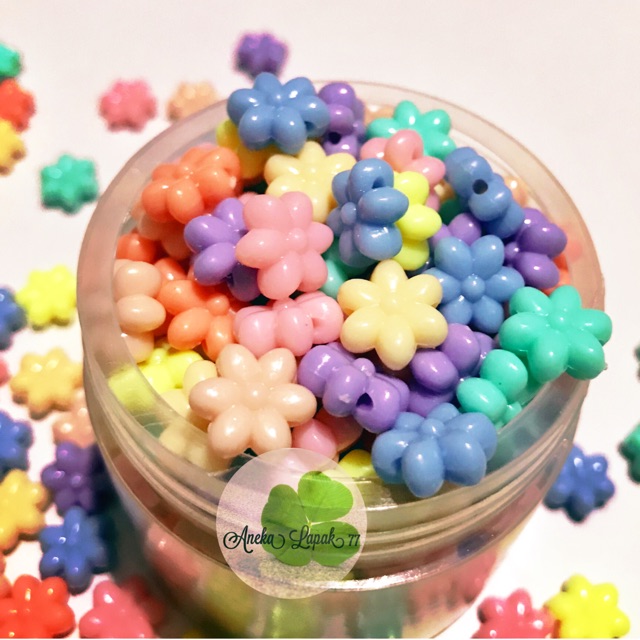 Aksesoris hiasan slime accessories bunga pastel mote motek lucu gelang kalung anak slushie slushee