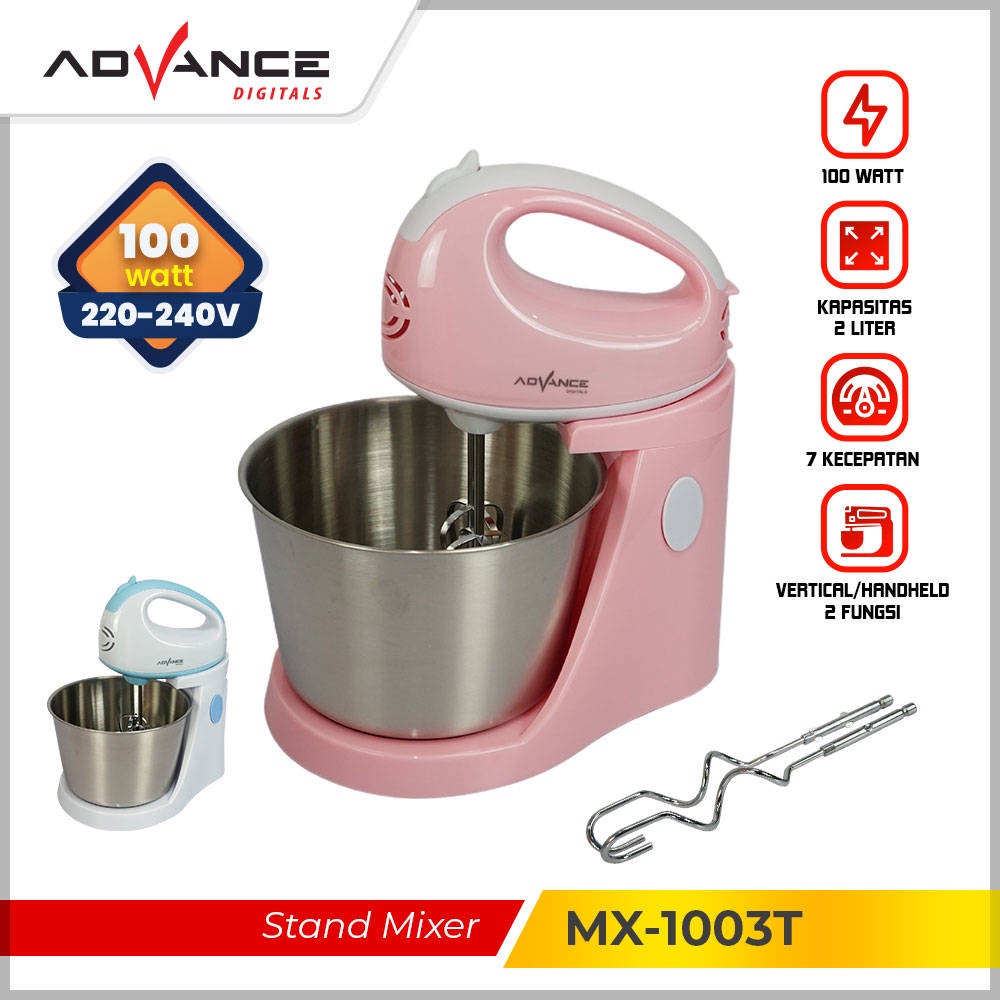 【Garansi 1 Tahun】Advance Stand Mixer 2L Pengocok Telur Mesin Roti 7 Kecepatan Pengaduk MX-1003T Dapat Dilepas