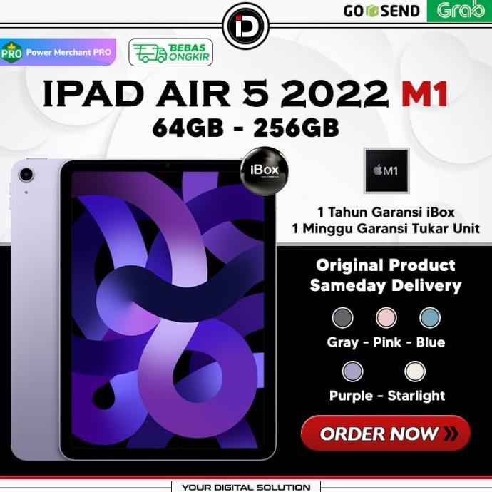 terlaris apple ipad air 5 m1 2022 10 9  64gb 256gb wifi cell 5g gray pink blue
