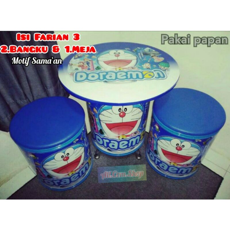 Kursi Tong Doraemon / Bangku Meja kursi Motif Doraemon Animasions Anime Korea 1.Set.3 Motif Khusus K