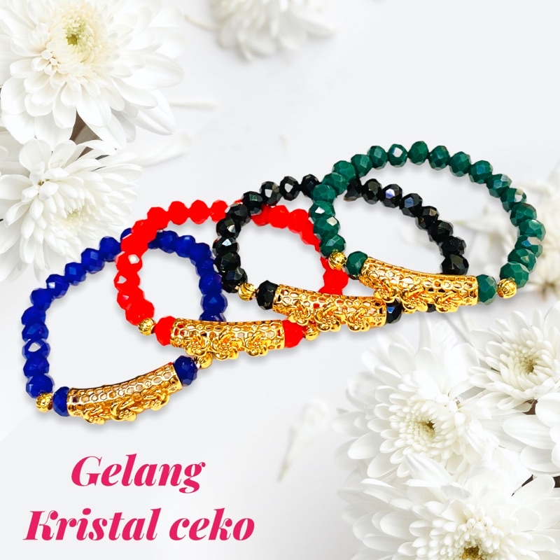 Gelang wanita// gelang kristal//kristal ceko asli//gelang lapis emas