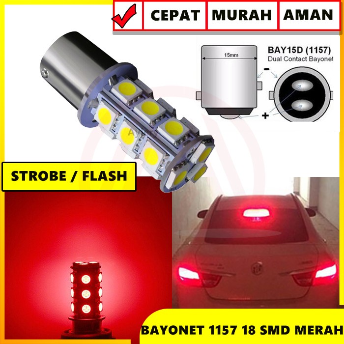 Lampu Rem Belakang Variasi LED SMD 5050 LED 18 Titik Mata  - Merah