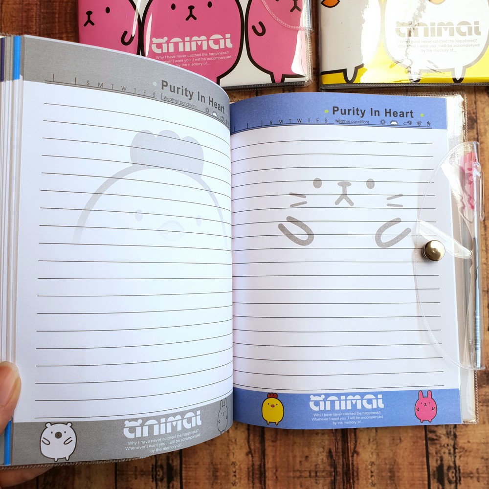 Diary Kancing A5 Cute Animal Bonus Pen 3609 - Buku Cute Animal A5 - Notepad HYN-223609