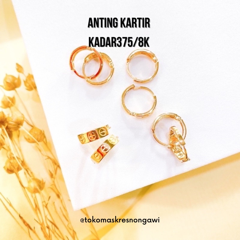 anting emas kartir sepasang kadar375/8k