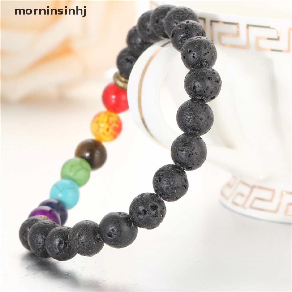 Mornin Gelang Manikmanik Batu Lava 7 Chakra Healing Balance Untuk Yoga Reikidoa Pria