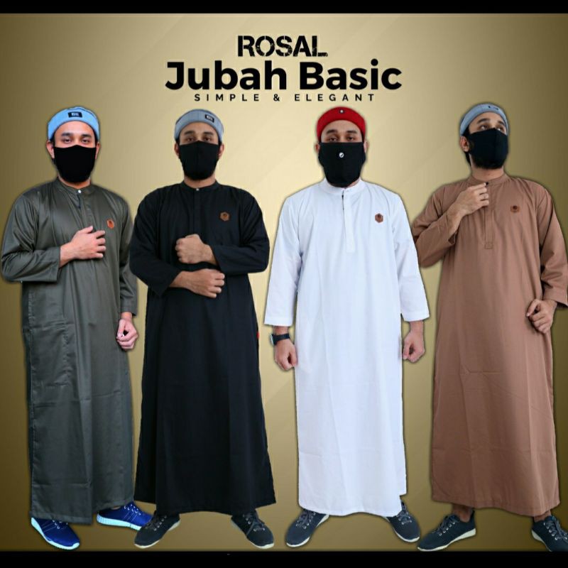 Jubah Basic Rosal Gamis Pria Polosan Polos Katun Toyobo