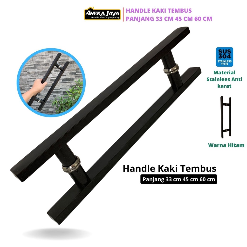 Handle Gagang Pintu Rumah Panjang 60 cm 45 33 Tipe Kaki Tembus Warna Hitam Tarikan Pegangan Terbaru Murah