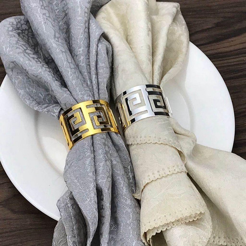 Nickolas1 Dekorasi Meja1/4 pcs Golden/Silvery Creative Napkin Buckle West Dinner Alloy Napkin Holder